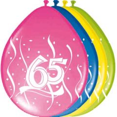 65 Jaar Ballonnen Swirls 30cm - 8 stuks