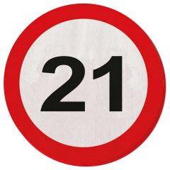 21 jaar verkeersbord servetten - 20 stuks