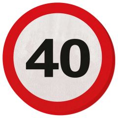 40 Jaar Verkeersbord Servetten - 20 stuks