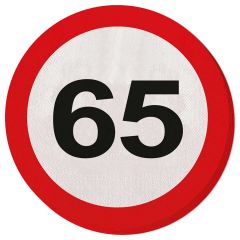 65 Jaar Servetten Verkeersbord - 20 stuks