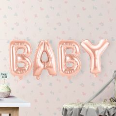 Rosé Goudkleurige Folieballonnen Set BABY