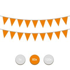 AANBIEDING Oranje plastic Vlaggenlijnen 10 mtr - per 60stk