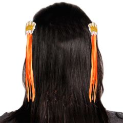 Haarclip set oranje met kroon