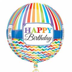Happy Birthday Folieballon Stripes