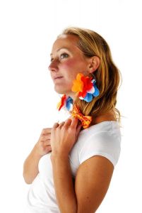 Oorbellen Bloem Oranje-Rood-Wit-Blauw