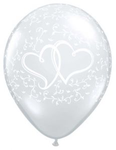 Zilveren Liefde Ballonnen Hartjes 28cm - 50 stuks