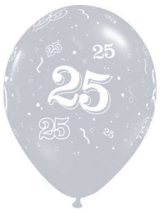 Zilveren Ballonnen 25 jaar 28cm - 25 stuks 