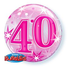 40 Jaar Bubbles Ballon Roze 56cm