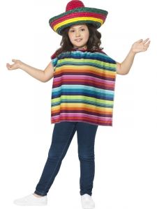 Mexicaanse poncho en sombrero kinderen