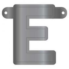 Banner letter e metallic zilver