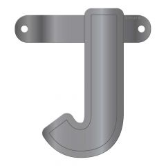 Banner letter j metallic zilver