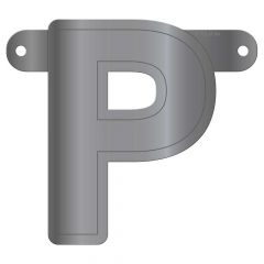 Banner letter p metallic zilver