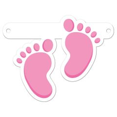 Banner letter geboorte babyvoetjes meisje roze