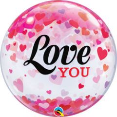 Love You Hartjes Bubbles Ballon - 56cm