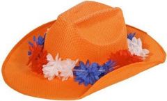 Cowboyhoed Oranje met bloemen
