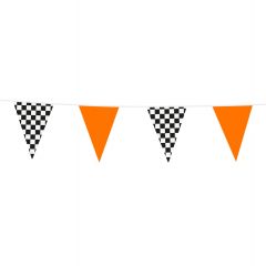 Vlaggenlijn Oranje/Zwart-Wit Geruit 10mtr