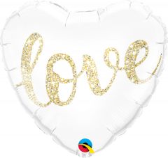 Witte Hartvormige Love Folieballon - 46cm