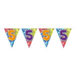 5 Jaar Vlaggenlijn Birthday Blocks - 6 meter
