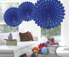 Blauwe honeycomb waaier - 45cm