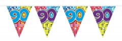 90 Jaar Mini Vlaggenlijn Birthday Blocks - 3 meter