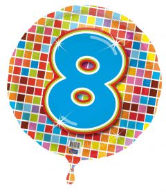 8 jaar Birthday Blocks folieballon - 43 cm