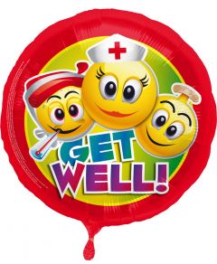 Folieballon Get Well Soon Smiley  - 45cm