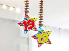 Spiraalversiering Birthday Blocks 19 jaar - 2 stuks