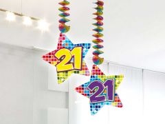 21 Jaar Hangdecoratie Birthday Blocks - 2 stuks