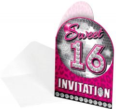 Sweet 16 Uitnodigingen - 8 stuks 