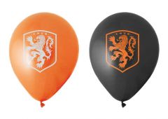 KNVB voetbal ballonnen oranje-zwart - 8 stuks