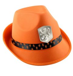 Oranje trilby hoed met KNVB logo
