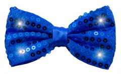 Glitter strikje met LED metallic blauw