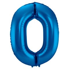 Blauwe Folieballon Cijfer 0 - 86cm