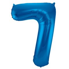 Blauwe Folieballon Cijfer 7 - 86cm
