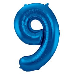 Blauwe Folieballon Cijfer 9 - 86cm