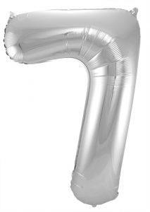 Zilveren Folieballon Cijfer 7 - 86 cm