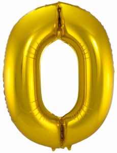 Gouden Folieballon Cijfer 0 - 86 cm