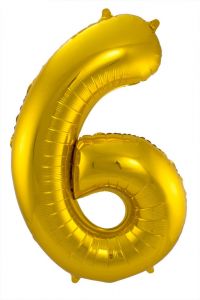 Gouden Folieballon Cijfer 6 - 86 cm