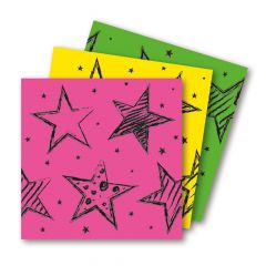 Neon Party Servetten 33x33cm - 16 stuks