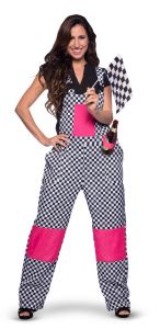 Tuinbroek Zwart-Wit met Roze