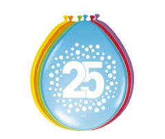 25 Jaar Happy Bday Stippen 30cm - 8 stuks