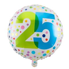 25 Jaar Happy Bday Stippen Folieballon - 45cm