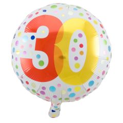 30 Jaar Happy Bday Stippen Folieballon - 45cm