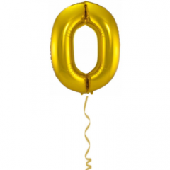 Folieballon Cijfer 0 Goud - 86cm