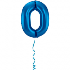 Folieballon Cijfer 0 Blauw - 86cm