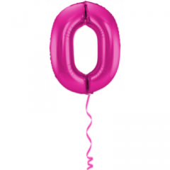 Folieballon Cijfer 0 Magenta Roze - 86cm