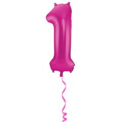 Folieballon Cijfer 1 Magenta Roze - 86cm