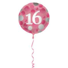 Folieballon Glossy Pink 16 Jaar - 45cm