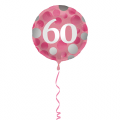 Folieballon Glossy Pink 60 Jaar - 45cm