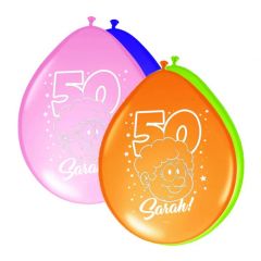 50 Jaar Sarah Regenboog Ballonnen 30cm - 8 stuks